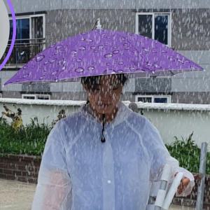 UV차단 머리에쓰는 우산 농사용 모자 남자 여자 양산 퍼플 중형 24살 머리 달린 백패킹 트레킹 만능 파라솔