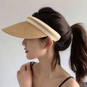 썬캡 라탄 여성 모자 밀짚 통기성 나들이 휴가 바캉스 브라운 베이지 블랙