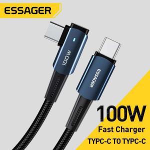 Essager-USB C To Type 케이블 PD100W 60W 고속 충전기 90 도 각도 충전 코드 와이어 샤오미 삼성 화웨이