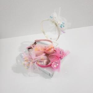 유아동 귀여운 스팡클 꽃무늬 리본 헤어밴드 머리띠 여아 헤어패션 소품 3069