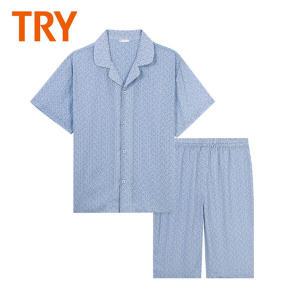 TRY 남성 G12 반팔파자마 여름잠옷세트 남자홈웨어 반바지 실내복상하 브랜드 면잠옷세트