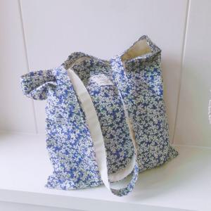 들꽃블루 플라워 에코백 여성 꽃무늬 숄더백 여행 데일리 쇼퍼백 보헤미안 히피스타일 가방