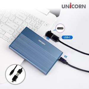 유니콘 USB3.2 Gen2 2.5인치 HDD SSD 외장하드케이스 A+C젠더 알루미늄 간편조립 HDD-800VA