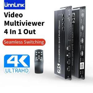 Unnlink 4K HDMI KVM 멀티뷰어 4x1 심리스 스위치 HDMI 쿼드 스크린 실시간 프로세서 4 PC 공유 마우스 키