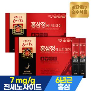 순수식품 6년근 홍삼정 홍삼 스틱 진액 2박스(60포) 면역력 진세노사이드 7mg