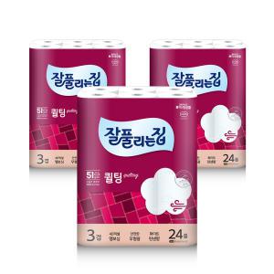 잘풀리는집 더 도톰한 3겹 퀼팅 30M 24롤 X 3팩(72롤) 화이트 린넨향