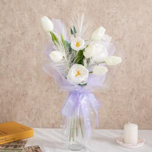 블랑 튤립 꽃다발 45cm_P4S 조화 꽃 기념일 선물 부케