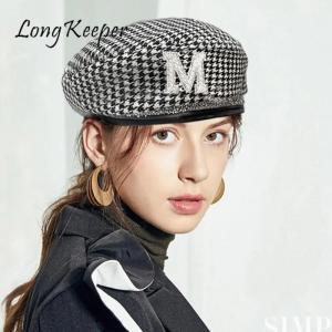 베레모 Houndstooth Beret M 편지 여성 프랑스어 라인 석 진주 화가 우아한