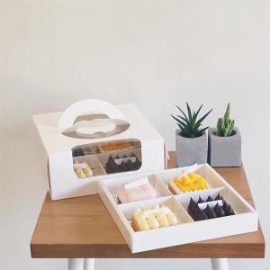 [레드캣]화이트 손잡이 4칸 머핀 마카롱 컵케익 포장 상자