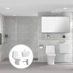 대림바스 리버스톤 거실욕실(슬라이딩장) + 안방욕실 부분(양변기/세면기/수전)