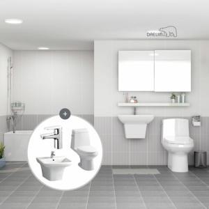대림바스 디노 거실욕실(슬라이딩장) + 안방욕실 부분(양변기/세면기/수전)