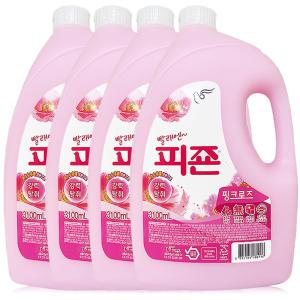 피죤 핑크로즈 3.1L 4개 , 섬유유연제 대용량 리필 용기 본품