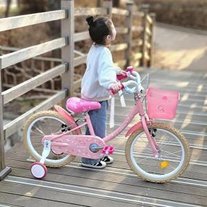 [삼천리자전거]삼천리 완조립 유니키즈 14인치 16인치 18인치 아동 어린이 여아 핑크 자전거 네발 자전거