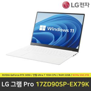 LG 그램 프로 17ZD90SP-EX79K 노트북 / 윈도우 11 설치 / RAM 32GB / NVMe SSD 2TB