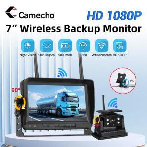 Camecho IPS 자동차 모니터 무선 태양광 후방 카메라, 녹화 기능 포함, 1080P 후진 주차 카메라, 7 인치