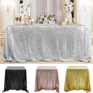 스팽글 테이블 천 직사각형 반짝이 식탁보 로즈 골드 실버 블랙 결혼식 생일 파티 이벤트 홈 장식