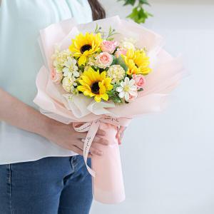 노력의결실 해바라기 꽃다발 45cm 조화 꽃 기념일 졸업식 선물 금전화