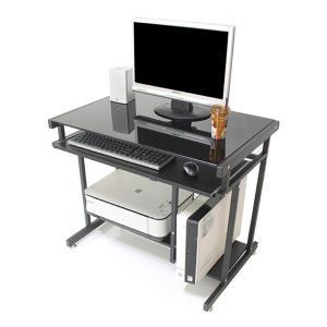 학생 사무용 컴퓨터 책상 강화유리 2단 철제 이동식 테이블