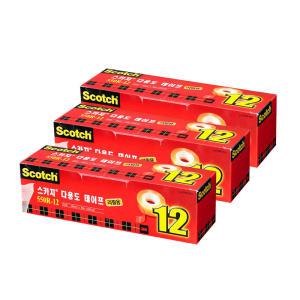 3M 다용도 스카치 테이프 투명 550R 리필 18mm x 30m (12개입)