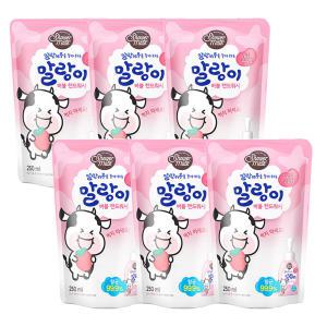 샤워메이트 밀키버블 말랑이 말랑카우 핸드워시 딸기 우유향 리필250ml x6개