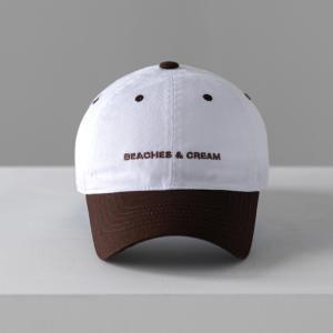 SMALL LOGO TWO-TONE BALL CAP-WHITE(BROWN)