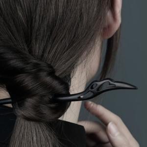 수공예 흑단 나무 비녀 올림머리 뒤꽂이 한복 머리비녀 전통 패션