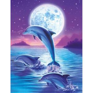 [메탈투어]달빛속 돌고래 (캔버스) 보석십자수 40x50 (퍼즐사랑)