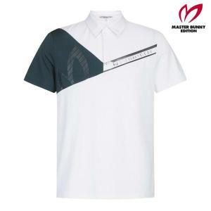 [마스터바니에디션] 남성 사선 로고 컬러 블록 칼라 반팔 티셔츠 (411D2TO022_WH) HMMBE