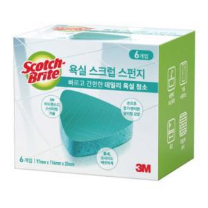 3M 욕실청소 스크럽 스펀지 수세미 6입 세면대청소 스카치브라이트