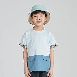[닥스키즈][닥스리틀] 닥스키즈 컬러 블럭 화섬 MIX 라운드넥 티셔츠 (DTM10TR04M_BU)