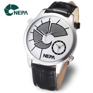 [네파] NEPA 듀얼타임 남성 정장 가죽 손목시계 N3033-WHITE