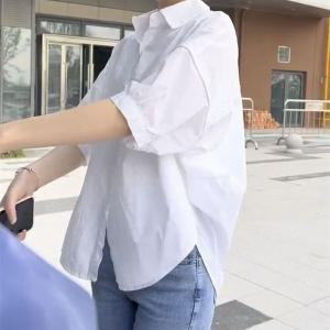 [오아즈][하프클럽/오아즈]여성 루즈핏 칠부소매 난방 셔츠 2color