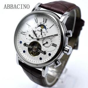 ABBACINO 탑   가죽 남성 식 손목 시계 자동 뚜르 비옹 스켈레톤 크리스마스 선물