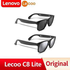 Lenovo Lecoo C8 라이트 스마트 안경 헤드셋, 무선 블루투스 5.3 선글라스, 야외 스포츠 이어폰, 음악 호출