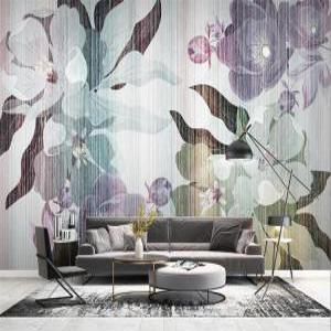 화이트실크벽지 종이 페인트 북유럽 모던 식물 및 꽃 레트로 패턴 디자인 거실