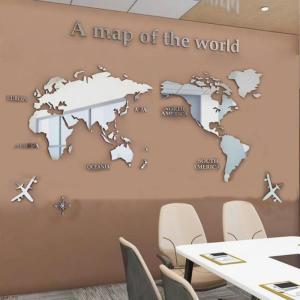 세계 지도 벽 3D 아크릴 스티커 차원 거울 침실 사무실 배경 장식