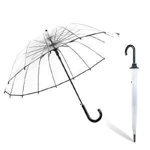 고급 블랙라인 장마 경량 비닐 장우산 투명우산 16K