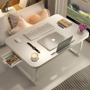 원목 사이드 테이블 접이식 침대 태블릿 노트북 책상 컵홀더 서랍내장 좌식테이블 OTB-DRW64