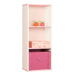 하우디가구 칼라 공간박스 3단 책장 책꽂이 수납장, 백색+핑크, 1개