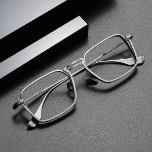 남자 사각 안경테 초경량 티타늄 안경태 안경 프레임 광학 남성 풀 메탈