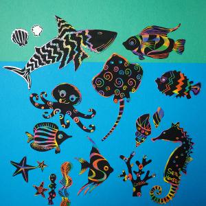 맘아트 스크래치 페이퍼 해양 생물 18종 바다 여름