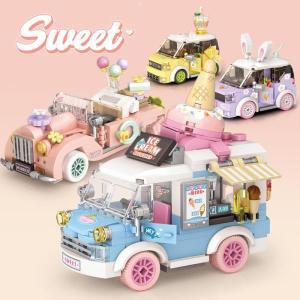 LOZ 미니 블록 시티 시리즈 스트리트 뷰 푸드 트럭, 과일 아이스크림 가게 학습 조립, 어린이 4207 DIY 장