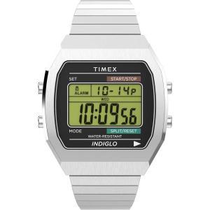 타이맥스 손목 시계 Timex 유니 T80 스틸 36mm 스테인리스 확장 밴드 디지털 다이얼 케이스