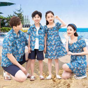 가족 바캉스룩 패밀리룩 부모 자녀 모녀 여름 비치 해변 휴가 여행 셔츠 세트
