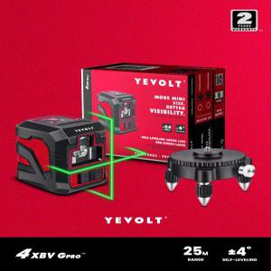 레벨기 YEVOLT YVGLL4XS2 b 크로스 라인 그린 레이저 키트 2 회전 베이스 고정밀 전문 셀프 기계 도구