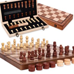 [각인가능] 원목 접이식 체스판 자석 체스말 체커 종합세트