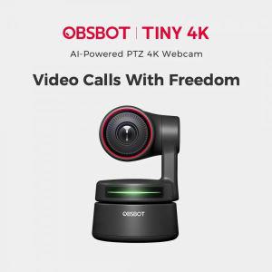 OBSBOT 소형 4K 360 카메라 구동 PTZ 웹캠 자동 프레이밍 제스처 추적 제어 HDR 전방향 마이크 녹화 스트림