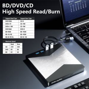 노트북 PC용 외장 블루레이 드라이브 4K 버너 USB 3.0 CD DVD BD RW 플레이어 라이터 SD TF 포트 광학 7-in