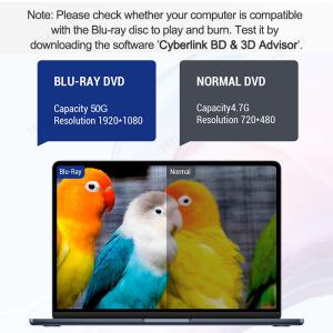 USB 3.0 외장 블루레이 드라이브 BD/DVD/CD -/ RW 광학 버너 플레이어 윈도우 MacOS와 호환 맥북 노트북 데