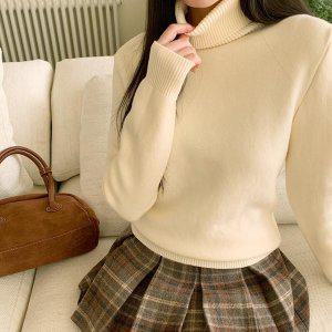 [신세계라이브쇼핑][옷자락] 여자 터틀넥 베이직 융안감 따뜻한 겨울 폴라 니트